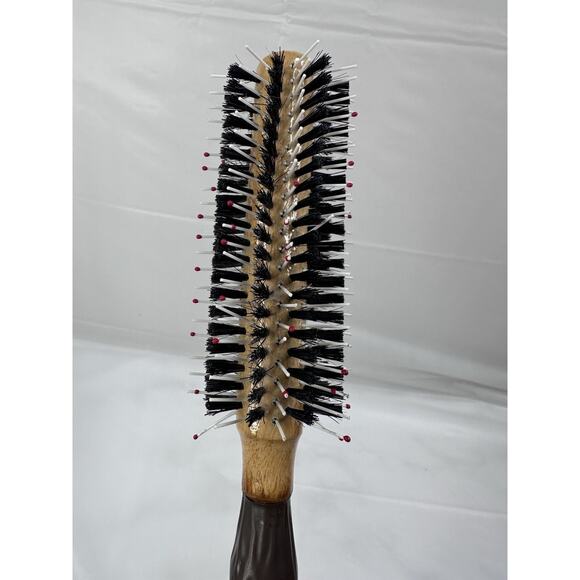 Vintage Spornette Round Bristle Hair Brush Lot Of 3 #826 #973 Wood Handle - Picture 8 of 8
